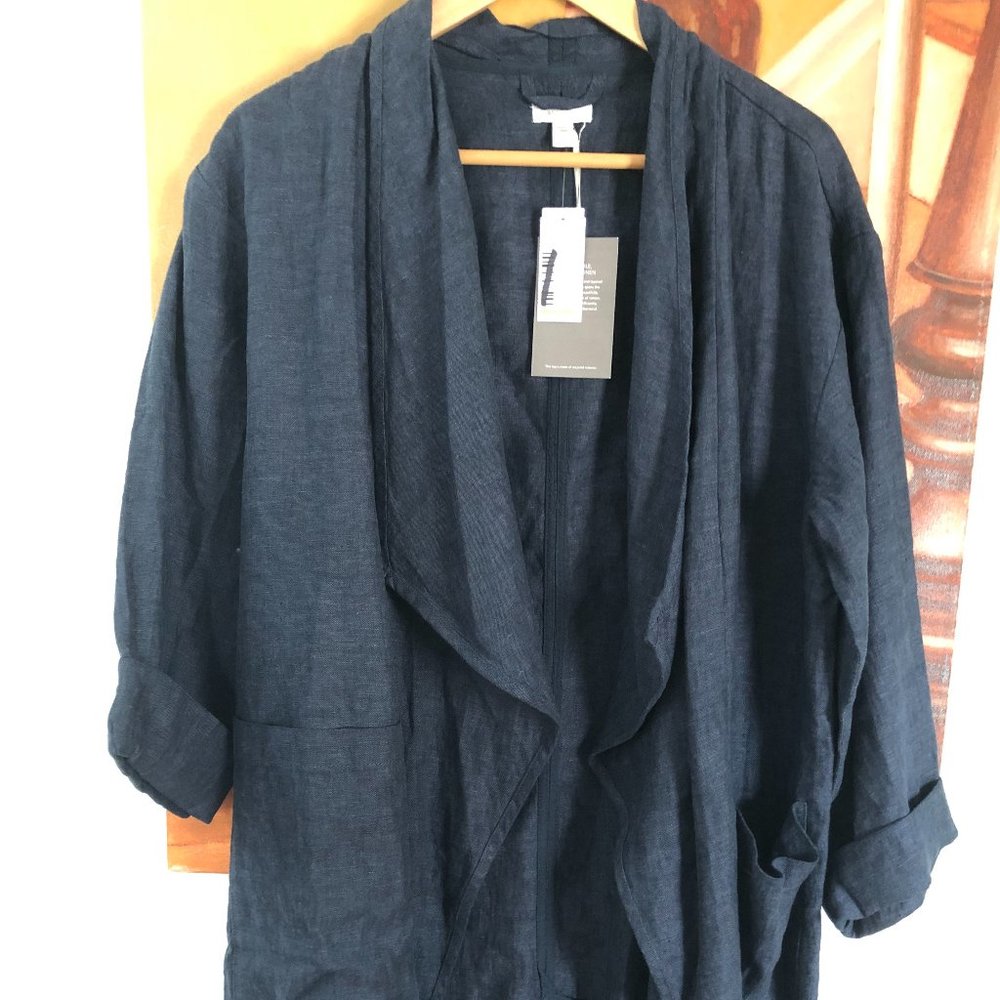 Garnet Hill 100% Linen Long Jacket